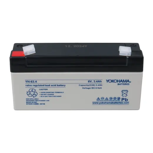 YOKOHAMA YH-63.4 6 VOLT - 3.4 AMPER YATIK AKÜ (125 X60 X 30 MM) görseli 3