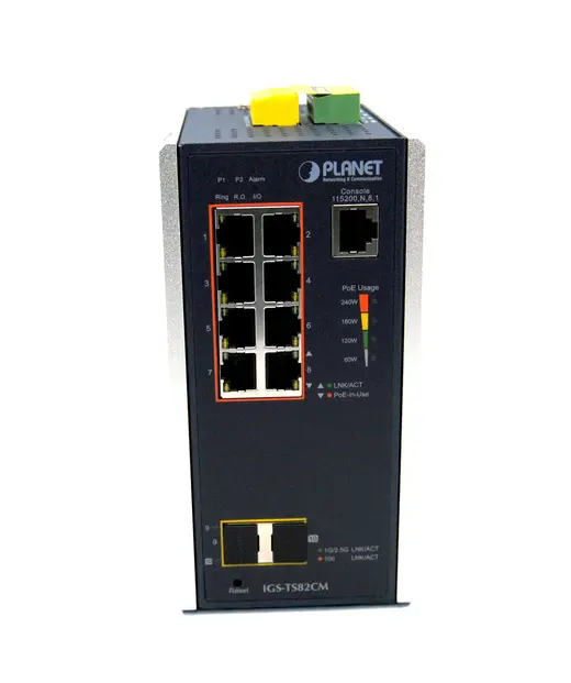 PLANET PL-IGS-TS82CM L2+ Endüstriyel Yönetilebilir Switch (L2+ Industrial Managed Ethernet Switch) 8-Port 10/100/1000T alternatif görünüm