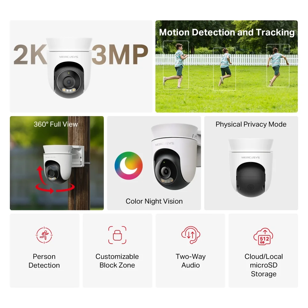 TP-LINK 3MP 4mm Wıfı Kablosuz Pan-Tilt IP Kamera MC510