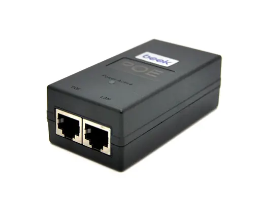 BEEK BS-PI-FE24 PoE Injector, 10/100TX, IEEE 802.3af, güç girişi AC100V~AC240V, güç çıkışı 48V, 24W
