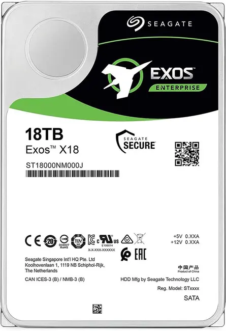 Seagate 18TB Exos ST18000NM000J X18 7200Rpm 256Mb 6Gbit-sn 7-24 Nas Harddisk
