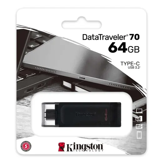 Kingston DT70 64GB USB-C 3.2 Gen 1 Type-C Flash Bellek görseli 2