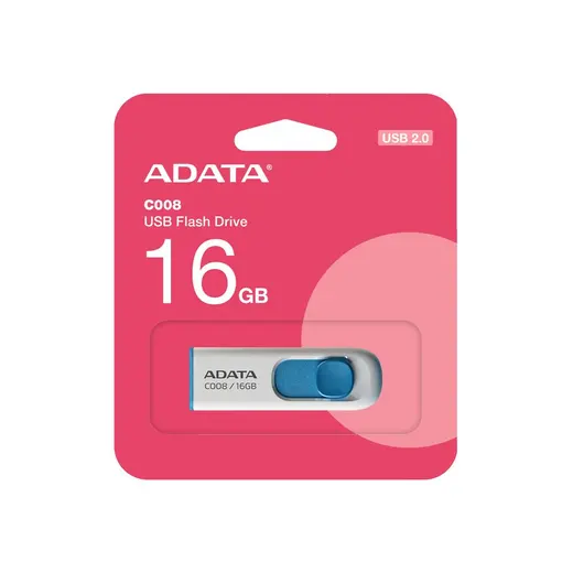 Adata C008-16GB 16GB USB2.0 Classic (White + Blue) Flash Bellek alternatif görünüm