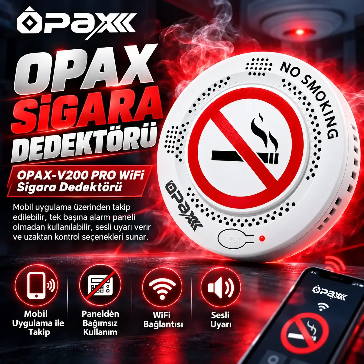 OPAX-V200 PRO Wi-Fi Sigara ve Vape Dedektörü
