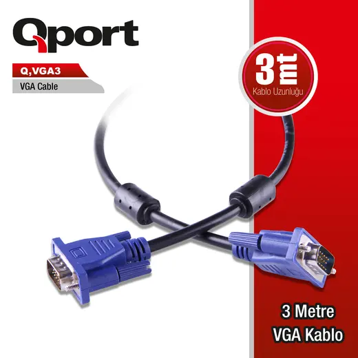 QPORT Q-VGA3 3M 15PIN VGA KABLO görseli 2