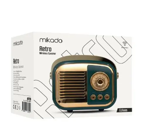 Mikado MD-24BT Echoes 3W 800mAh Yeşil Usb+TF Kart+Bluetooth Destekli Klasik Retro Müzik Kutusu alternatif görünüm