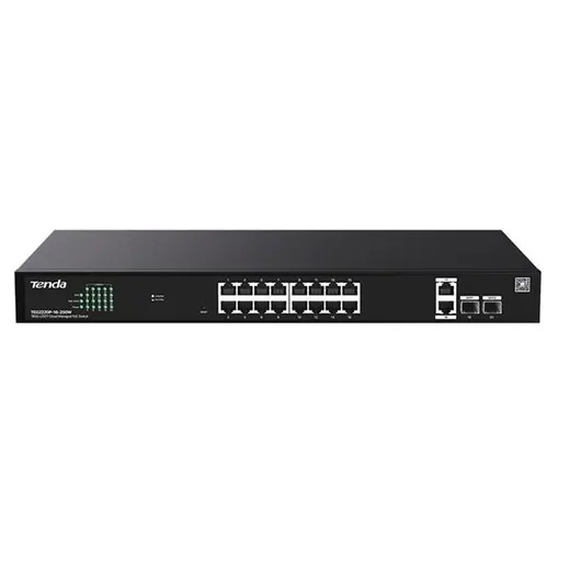 TENDA 16port PoE 250w 2-SFP Gigabit Cloud Yönetilebilir Switch TEG2220P-16-250W görseli 3