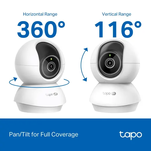 TP-LINK 8MP 4MM WIFI Kablosuz Pan/Tilt IP Kamera Tapo C250 görseli 6