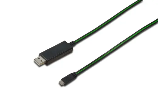 DIGITUS DB-300128-010-S Senkronizasyon ve Şarj için FLUX CONNECT Işıklı Kablo, USB A, erkek Micro USB B, erkek