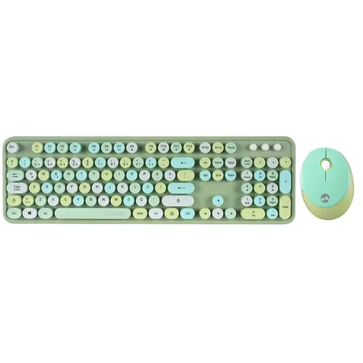 Everest ROUND KM-6282 Renkli Tuşlu Yeşil Kablosuz Q Multimedia Klavye + Mouse Set