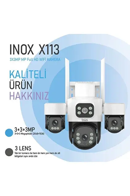 INOX 3+3+3MP X113 3 Lensli PTZ Wıfı Kamera görseli 1