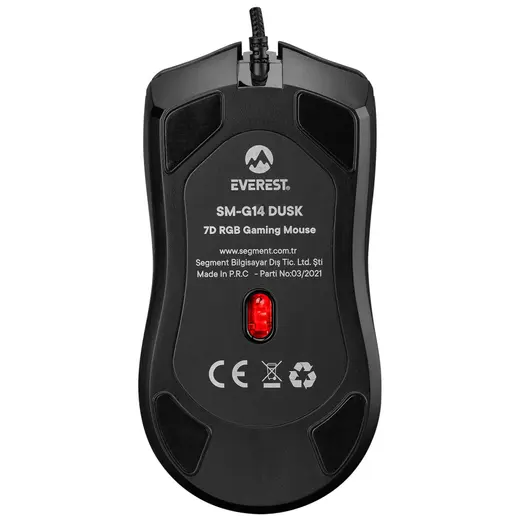 Everest SM-G14 DUSK Usb Siyah 1600-7200 dpi RGB Ledli Gaming Oyuncu Mouse görseli 3