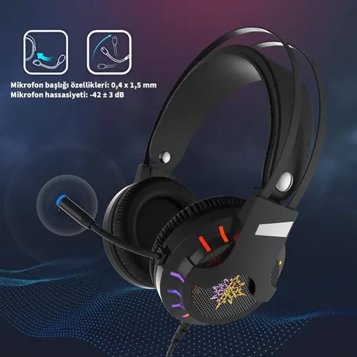 INCA 7.1 USB RGB Siyah Gaming Kulaklık IGK-X10 görseli 2
