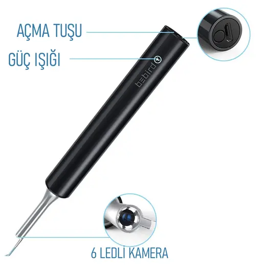 BEBIRD T5 5MP KAMERA 3.5MM LENS ŞARJLI WIFI GÖRÜNTÜLÜ KULAK TEMİZLEYİCİ BEYAZ RENK görseli 5