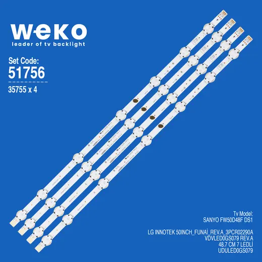 WKSET-6756 35755X4 LG INNOTEK 50INCH_FUNAİ_REV.A_3PCR02290A 4 ADET LED BAR