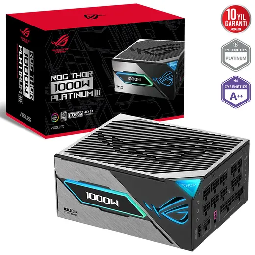 ASUS 1000w 80+ Platinum ROG THOR 1000P3 Tam Modüler Power Supply görseli 5
