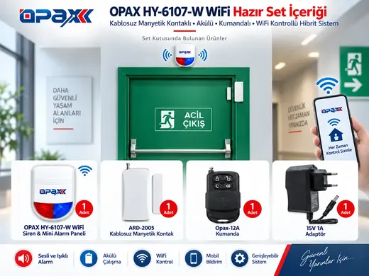 Opax HY-6107W WİFİ Kablosuz Acil Çıkış Kapısı Alarm Sistemi görseli 3