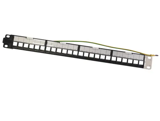 BEEK BN-PP-M24S-LB Modüler Boş Patch Panel, Zırhlı, 24-port, 1U, Rack Montaj için Uygun, Etiketleme Alanı Mevcut