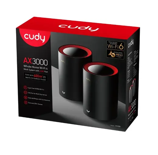 CUDY M3000-2 WIFI6 AX3000 Çİft Bant Mesh Router 2'li Set görseli 2