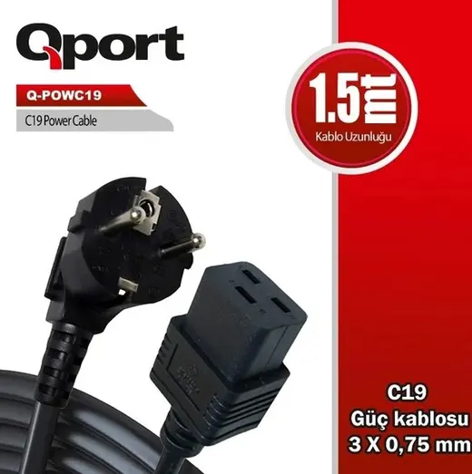 QPORT 1.5M C19 POWER GUC KABLOSU (Q-POWC19)
