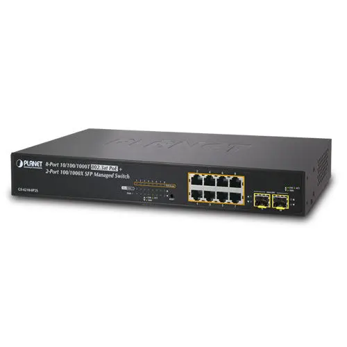 PLANET PL-GS-4210-8P2S Yönetilebilir Gigabit PoE Switch (Gigabit PoE Managed Switch) 8-Port 10/100/1000T IEEE 802.3at/af