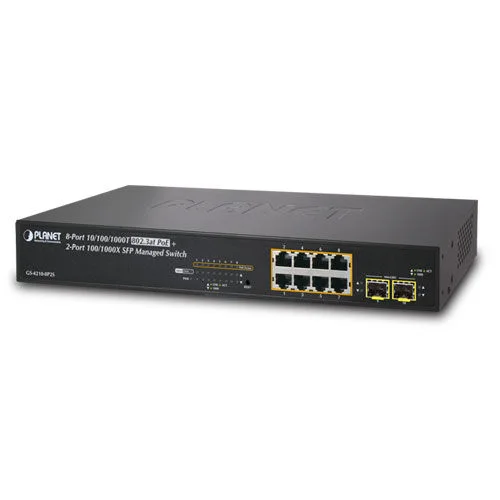 PLANET PL-GS-4210-8P2S Yönetilebilir Gigabit PoE Switch (Gigabit PoE Managed Switch) 8-Port 10/100/1000T IEEE 802.3at/af