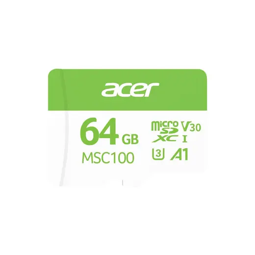 Acer MSC100 64GB microSD U3 V30 A1 Aksiyon Kamera & Güvenlik Kamerası Uyumlu