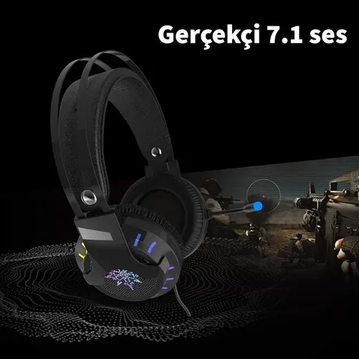INCA 7.1 USB RGB Siyah Gaming Kulaklık IGK-X10 görseli 3