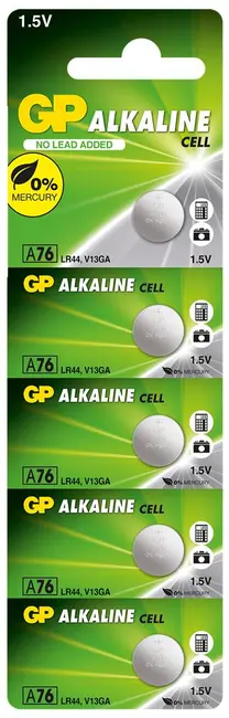 GP GPA76-C5 LR44 AG13 Alkalin Düğme Pil 5'li Paket