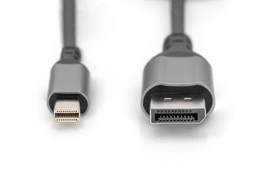 DIGITUS DB-340106-020-S 8K DisplayPort Adapter Cable, Mini DP to DP M/M, 2.0m, Alu Housing, UHD 8K, DP 1.4, bl alternatif görünüm