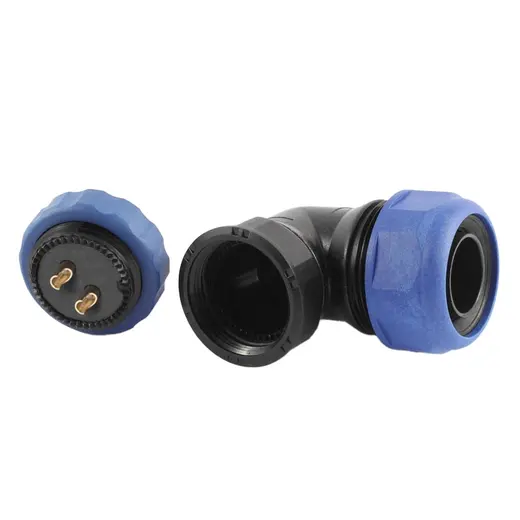 SD28 SU GEÇİRMEZ 2 PİN 28 MM YUVARLAK KONNEKTÖR (90 DERECE DİRSEK) alternatif görünüm