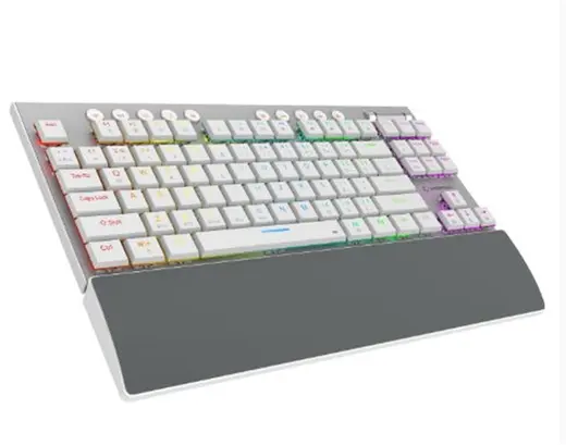 Rampage BERU Beyaz 2.4G + BT Wireless RED SWITCH Mekanik Gaming Oyuncu Klavye Slim RGB