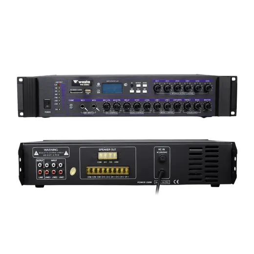 WESTA WM-2250U 250 WATT 100 VOLT USB/MP3/BLUETOOTH 6 BÖLGELİ TRAFOLU MIXER ANFİ alternatif görünüm
