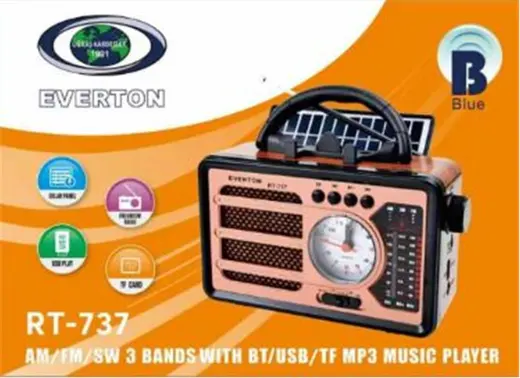 Everton RT-737 Bluetooth Usb-Micro Sd Solarlı Saatli Nostaljik Radyo alternatif görünüm