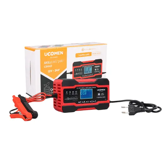 UCOMEN UC-C121001A KIRMIZI 12/24 VOLT MAX 10 AMPER LED GÖSTERGELİ AKÜ ŞARJ CİHAZI görseli 3