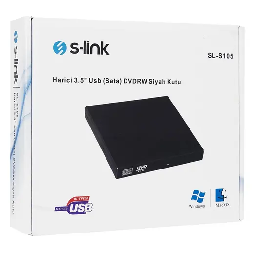 S-link SL-S105 Harici Usb (Sata) DVDRW Siyah Kutu alternatif görünüm