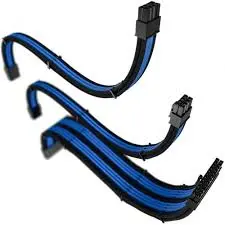 THERMALTAKE AC-035-CN1NAN-A1 TtMod Mavi/Siyah Power Supply Sleeved Kablo Seti (16 AWG) görseli 1