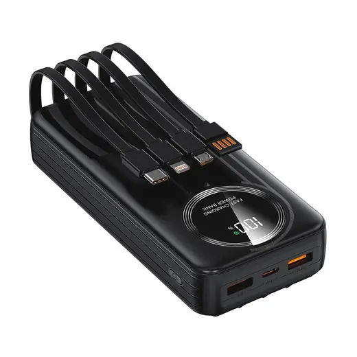 S-link IP-G220 20000mAh PD20W+QC3.0 Dahili Kablolu Siyah LCD Taşınabilir Pil Şarj Cihazı Powerbank