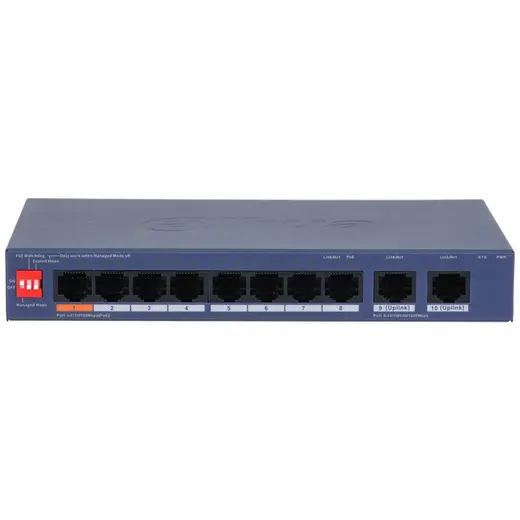 DAHUA CS4010-8ET2GT-60 8 PORT 10/100 + 2 PORT GIGABIT UPLINK CLOUD YÖNETİLEBİLİR 60W POE METAL KASA SWITCH alternatif görünüm