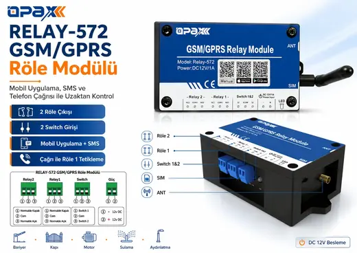 OPAX RELAY-572 Mobil Uygulamalı Telefonla Kapı ve Bariyer Açma Modülü görseli 7