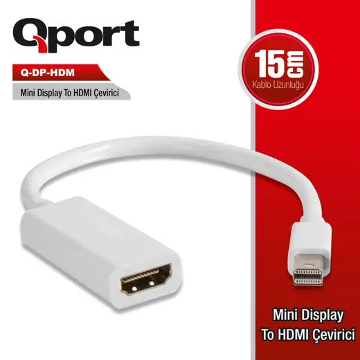 Qport Q-DP-HDM 15cm 4K Destekli Mini Display to HDMI Çevirici
