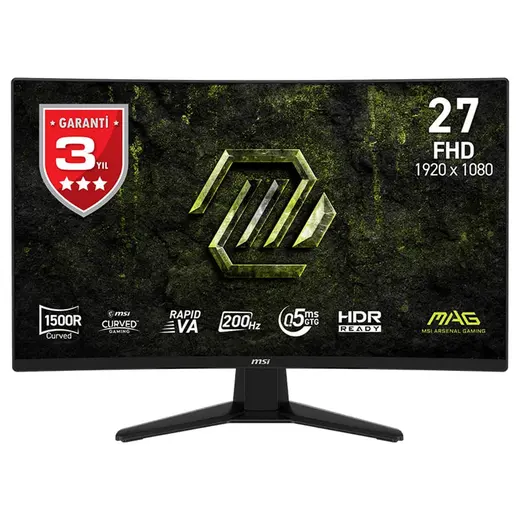 MSI 27" RAPID VA MAG 274CF E20 0.5MS 200HZ HDMI-DP Kavisli Gaming Monitör 1920x1080 görseli 4