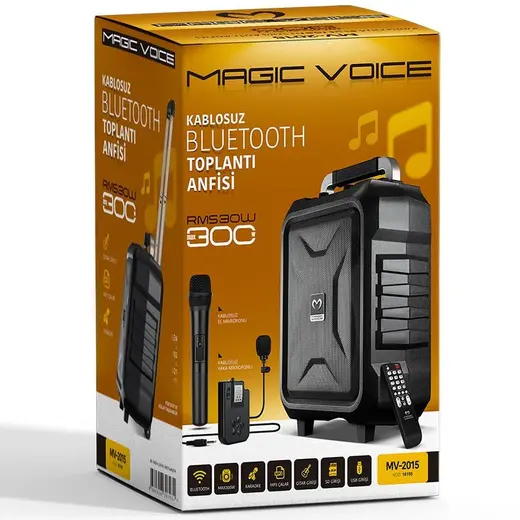 MAGICVOICE MV-2015 VHF EL+YAKA MİKROFONLU USB+SD+BT SEYYAR ANFİ görseli 5