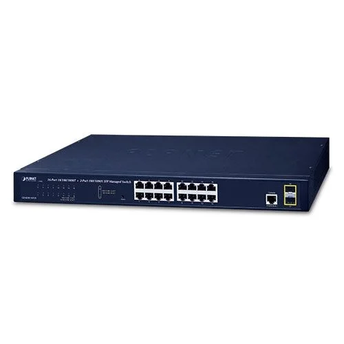 PLANET PL-GS-4210-16T2S Yönetilebilir Gigabit Switch (Managed Gigabit Switch) 16-port 10/100/1000Base-T 2
