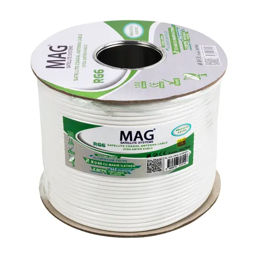 MAG RG59 FA MİNİ DUAL BİTİŞİK 48 TEL ANTEN KABLOSU (100 METRE) alternatif görünüm