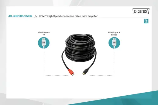 DIGITUS AK-330105-150-S HDMI High Speed Bağlantı Kablosu (HDMI 1.3), 1080p, HDMI tip A Erkek - HDMI tip A Erkek görseli 4