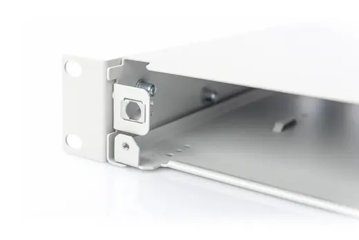 DIGITUS DN-96200-QL Sürgülü Boş Fiber Optik Sonlandırma Kutusu, Kilit Mekanizmalı, 1U, Ön Panel Haricen Temin Edilir görseli 3
