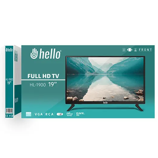 HELLO HL-1900 19 AUDIO IN-RCA-VGA-HDMI-USB 12 VOLT ADAPTÖRLÜ FULL HD LED MONİTÖR+HOPARLÖR (45 CMX32 CM) görseli 3