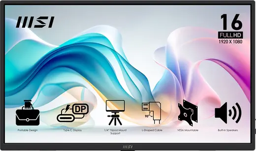 MSI 15.6" IPS PRO MP165 E6 4MS 60HZ HDMI-TYPEC Taşınabilir Monitör 1920x1080 görseli 6