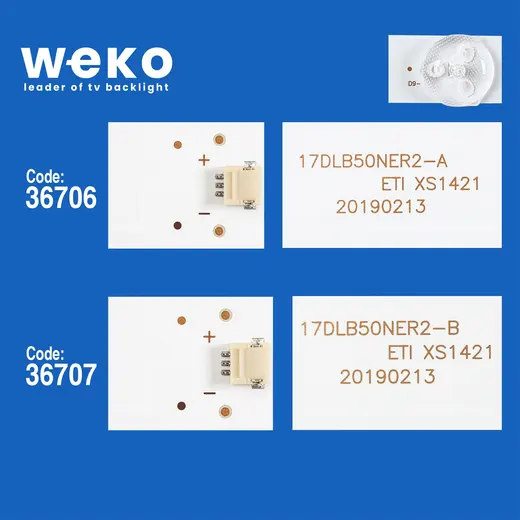 WKSET-5792 36706X2 36707X1 17DLB50NER2-A/B 3 ADET LED BAR (12LENS) alternatif görünüm